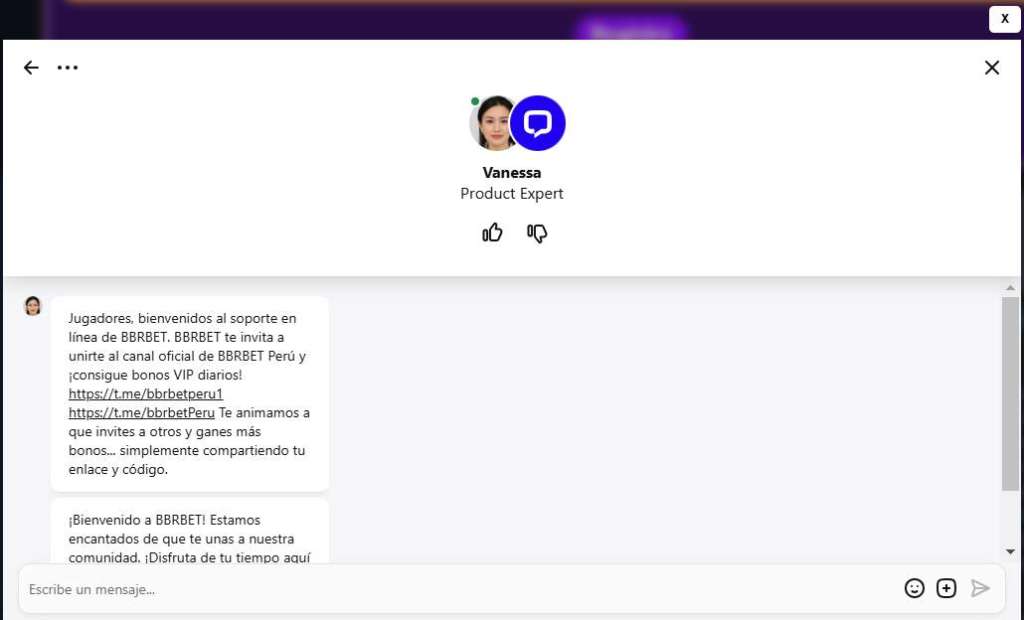 Atencion al Cliente de BBRBET en Linea